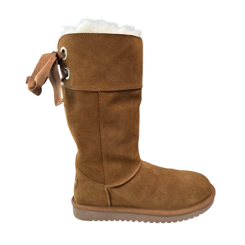 Koolaburra By UGG Boots Andrah Tall Suede Chestnut Womens 8 Bow 1105791